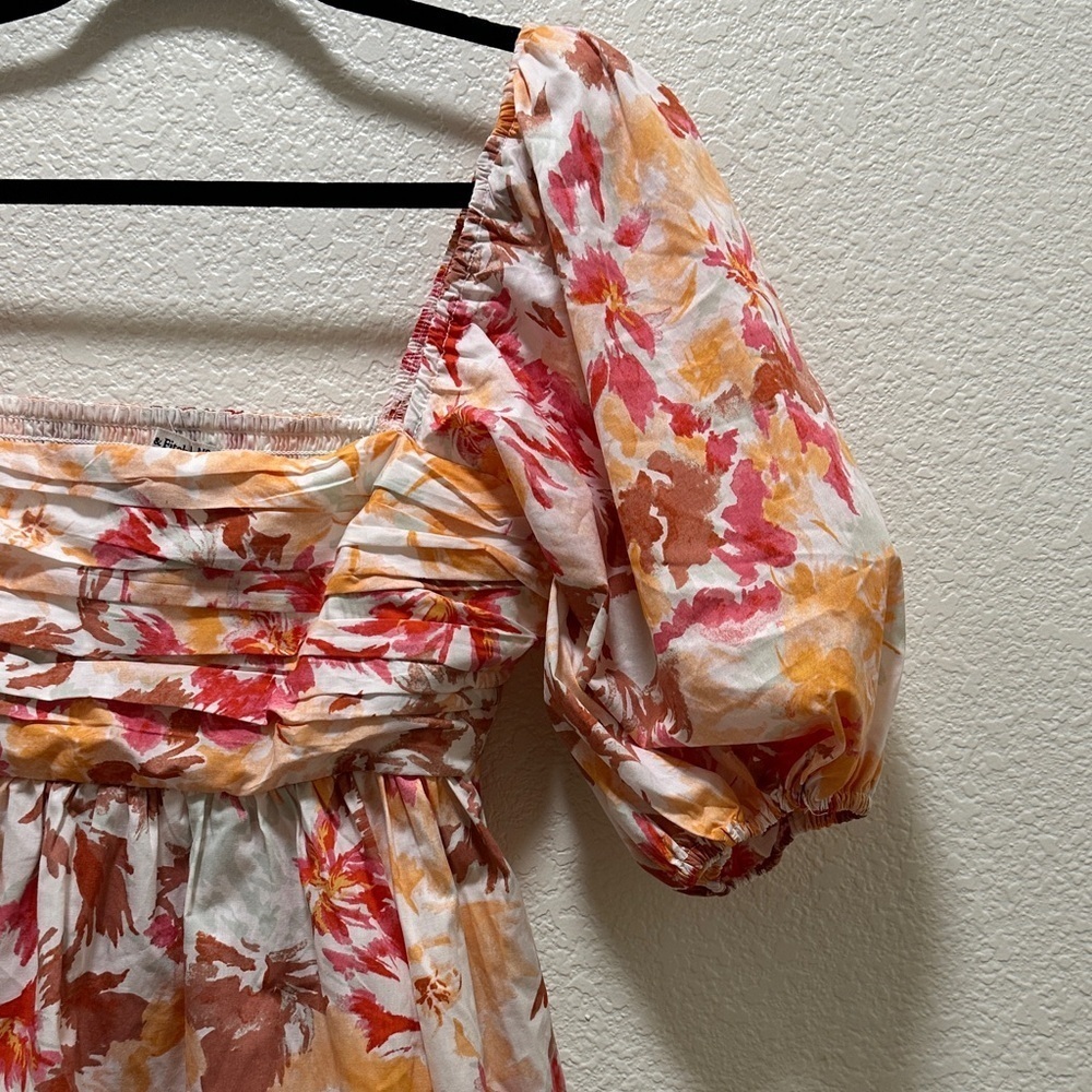 Abercrombie & Fitch Floral Puff Sleeve Dress - Red and Orange - Picture 4 of 5